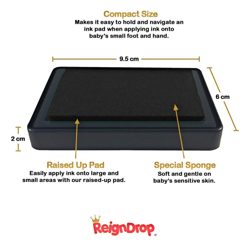 ReignDrop Ink Pad for Baby Footprint & Handprint - Creates Impressive Long Lasting Keepsake Stamp for Infant & Kids. Smudge Proof, Easy to Wipe Off Skin, Safe & Gentle Acid Free(Brown) - Image 2